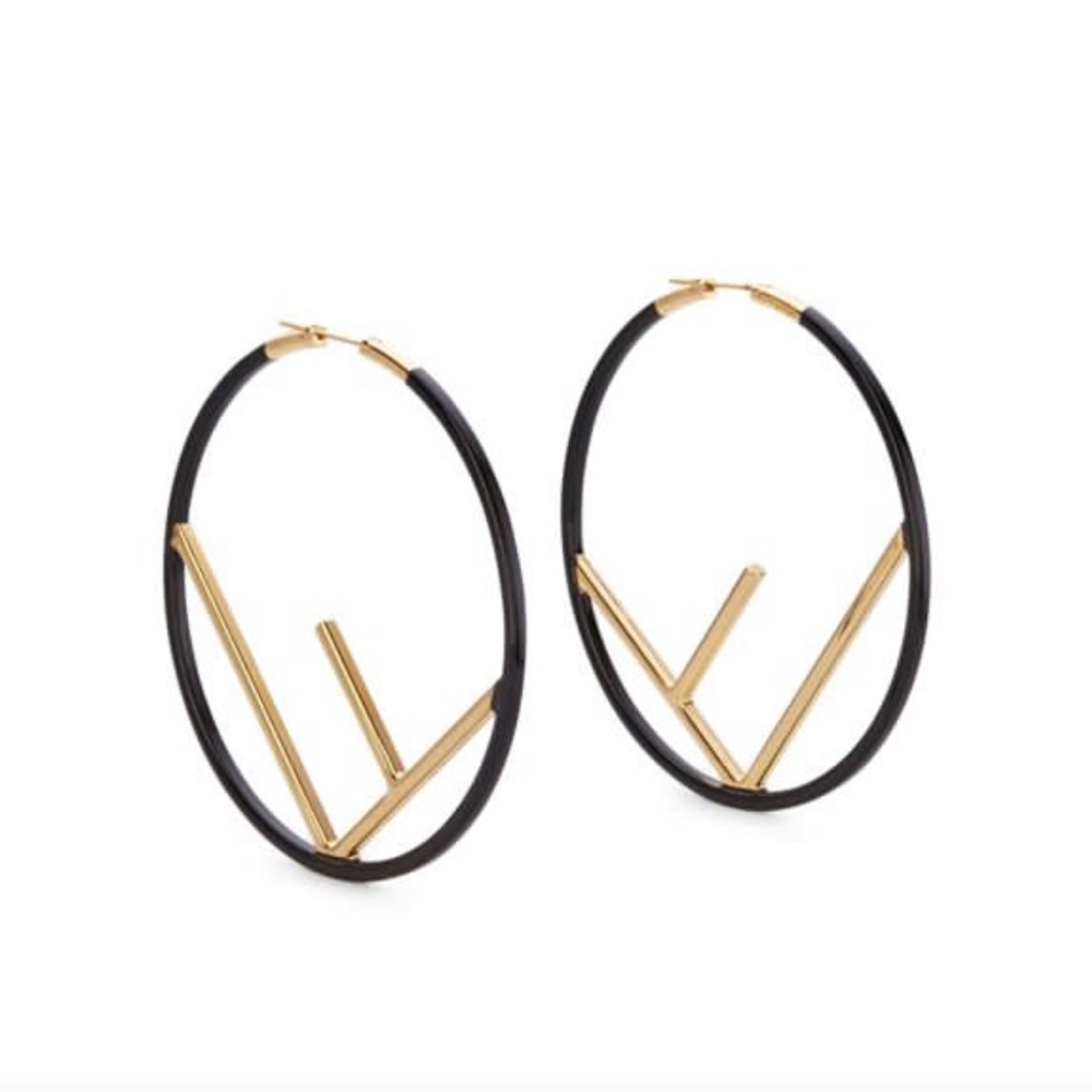 FENDI Large hoop logo earrings
